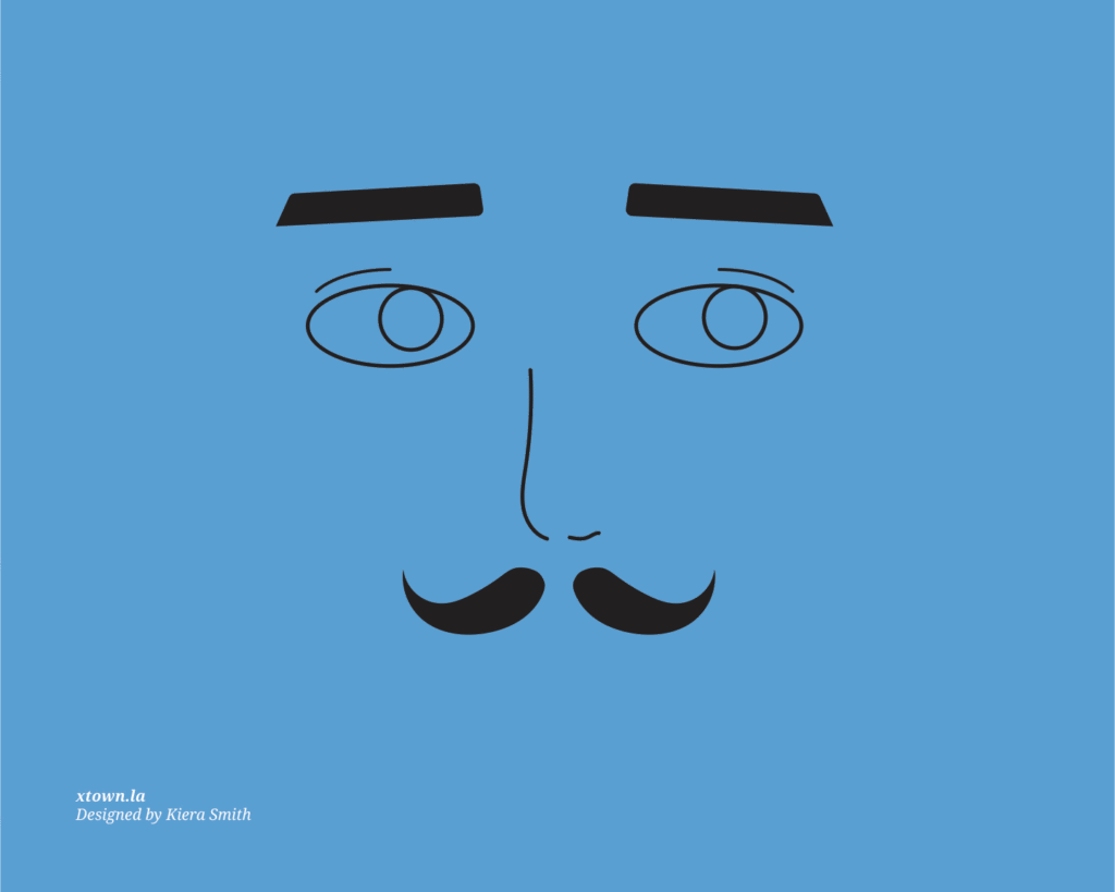blue-tinted illustration of fake mustache