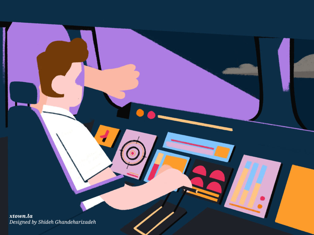 Illustration of a pilot seeing a laser