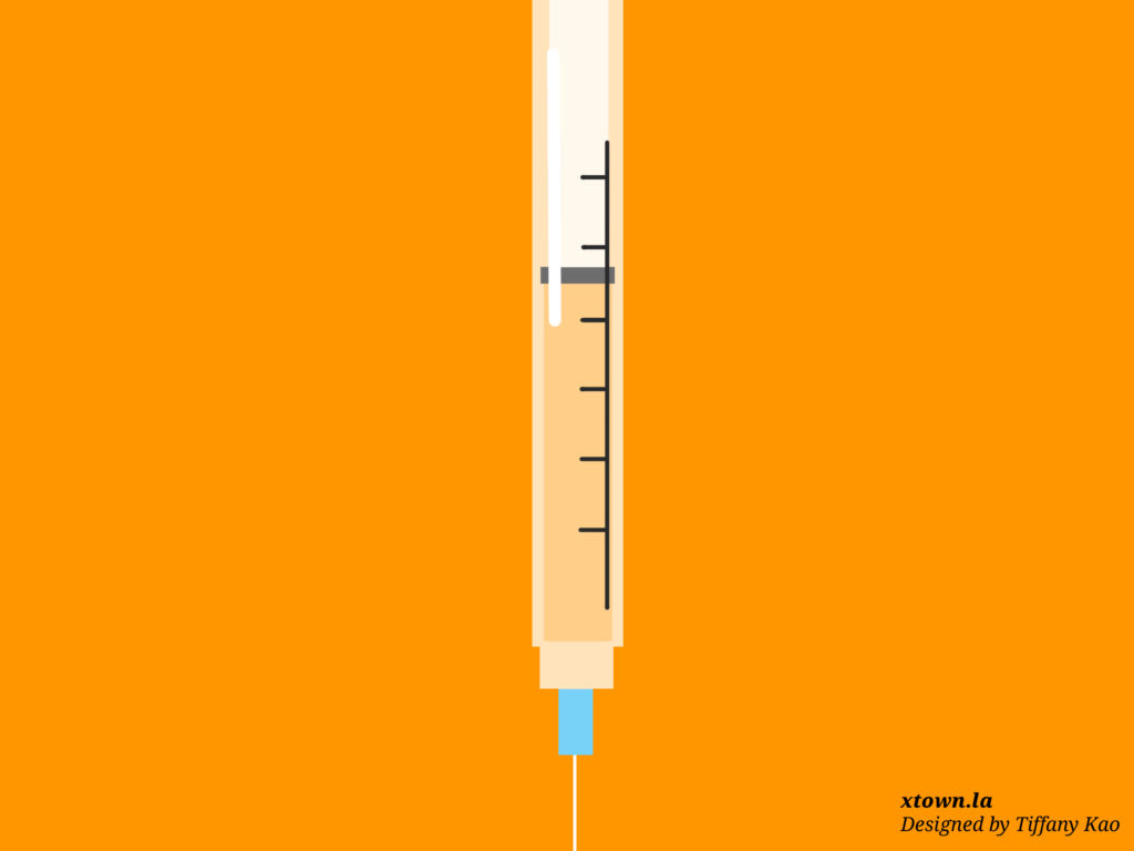 Illustration of a needle with an organe background