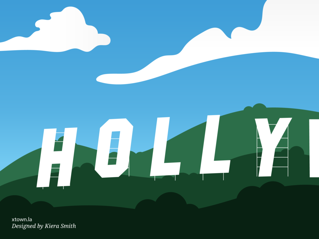 Illustration of the Hollywood sign