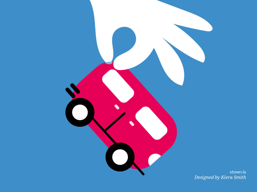 Illustration of a car being picked up to be stolen