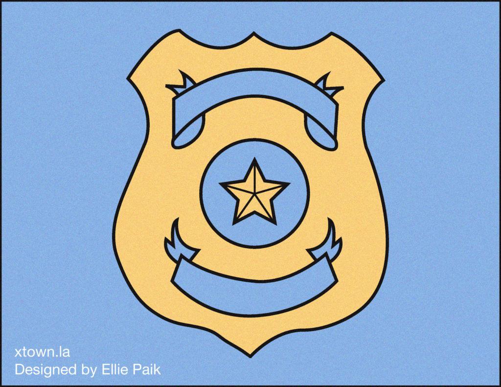 Illustration of generic police badge with a blue background