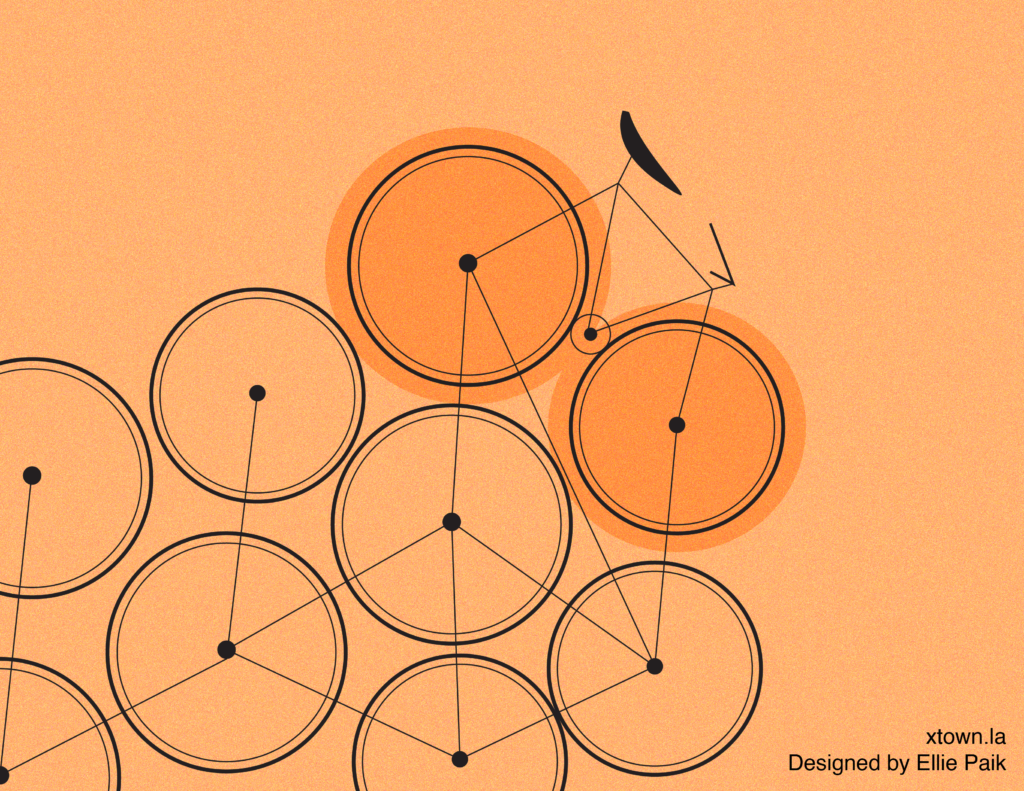 Illustration of a stack of bicycles